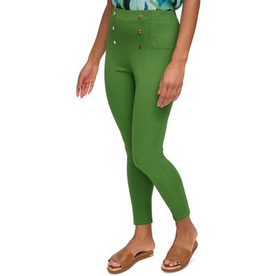 Женские узкие брюки из трикотажа на зеленых пуговицах DKNY 2 BHFO 3066