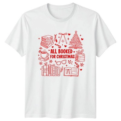 All Booked For Christmas Book Lover Holiday Herren T-Shirt Damen Grafik Tee