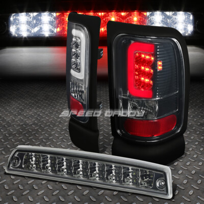 ХРОМИРОВАННАЯ ДЫМЧАТАЯ ЛИНЗА, 3D СВЕТОДИОДНЫЙ ЗАДНИЙ ФОНАРЬ + 3-Й СТОП-СИГНАЛ ДЛЯ 94-02 DODGE RAM 1500-3500