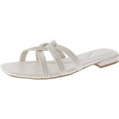 Calvin Klein Womens Tianela Faux Leather Flat Slide Sandals Shoes BHFO 3802