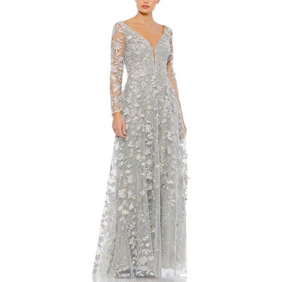 Женское серое вечернее платье Mac Duggal с украшением 14 BHFO 2246