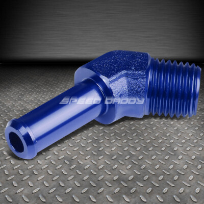 НИППЕЛЬ ДЛЯ ШЛАНГА С РАЗЪЕМОМ 1/4 NPT ОТ 45 ГРАДУСОВ ДО 3/8 С СИНИМ АЛЮМИНИЕВЫМ ПЕРЕХОДНИКОМ