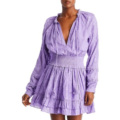 Hemant & Nandita Womens Purple Ruffled D Fit & Flare Dress L BHFO 6847