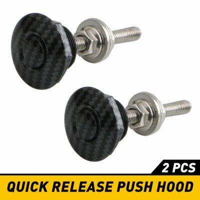 2X Push Button Quick Release Hood Bonnet Pins Lock Clip Car Bumper Latch Kit