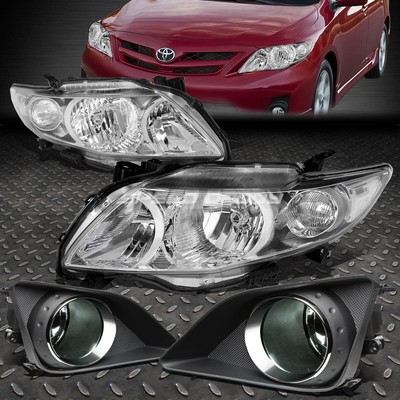 ХРОМИРОВАННЫЙ КОРПУС ФАРЫ + ПРОЗРАЧНЫЙ УГОЛ + ДЫМЧАТАЯ ПРОТИВОТУМАННАЯ ФАРА ДЛЯ TOYOTA COROLLA 09-10