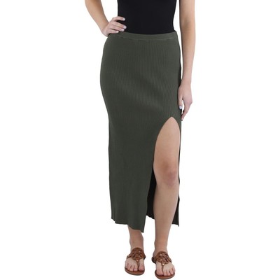 Good American Womens Knit Ribbed Shimmer Midi Skirt BHFO 0541