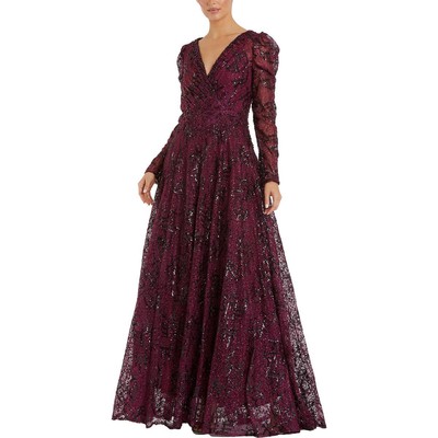 Женское официальное вечернее платье Mac Duggal, украшенное фиолетовым кружевом, 12 BHFO 2499