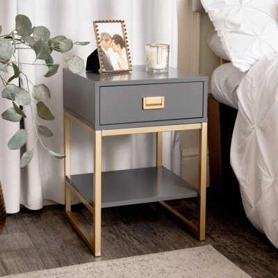 One Drawer Bedside Table Elle Slate Range bedroom furniture