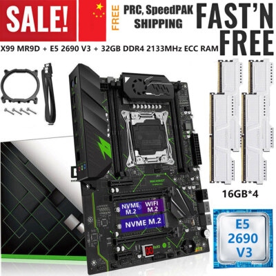 LGA 2011-3 X99 MR9A Motherboard + E5 2690 V3 CPU 64GB DDR4 2133 MHz ECC RAM M.2