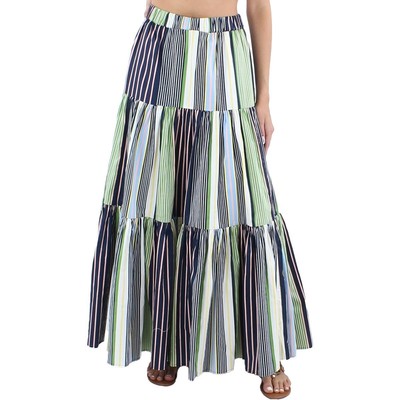 

Женская синяя макси-юбка трапециевидной формы с рюшами Tory Burch  BHFO 0329, Blue multi