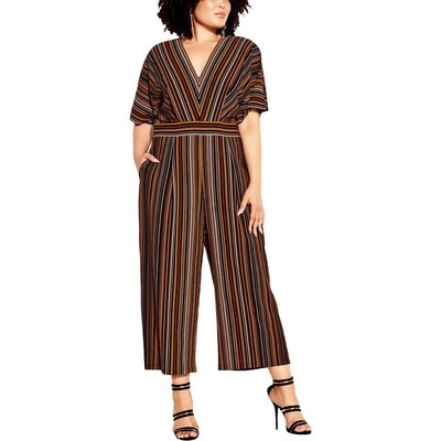 Городской шикарный женский черный спортивный костюм в складку и полоску, комбинезон Plus 16 S BHFO 5125