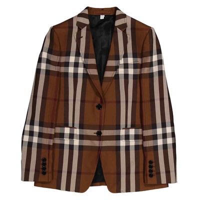 BURBERRY BURBERRY DARK BIRCH BROW GIANT CHECK BLAZER JACKET