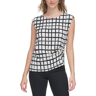 Calvin Klein Женская черно-белая офисная блузка в клетку, пуловер, топ Shell L BHFO 3986
