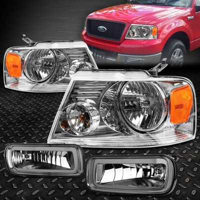 ХРОМИРОВАННЫЙ КОРПУС ФАРЫ + ЯНТАРНЫЙ УГОЛОК + ДЫМЧАТАЯ ПРОТИВОТУМАННАЯ ФАРА OE ДЛЯ 04-06 FORD F150
