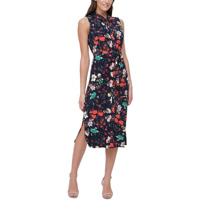 

Женское платье-рубашка миди Tommy Hilfiger с воротником и поясом BHFO 2993, Sky captain/poppy