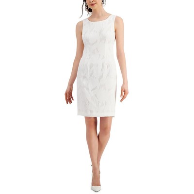 

Женское белое текстурированное платье-футляр без рукавов Kasper  BHFO 3819, Lily white