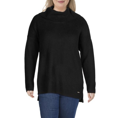 Calvin Klein Womens Black High Low Cout Neck Top Pullover Sweater L BHFO 6988