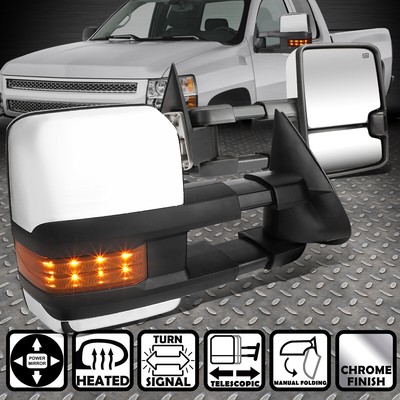 ДЛЯ 03-07 SILVERADO SIERRA POWER + HEAT + ЯНТАРНЫЙ СВЕТОДИОДНЫЙ СИГНАЛ, ХРОМИРОВАННАЯ ПАРА БУКСИРОВОЧНЫХ ЗЕРКАЛ