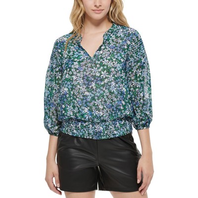 

Женская блузка с цветочным принтом Karl Lagerfeld Paris BHFO 6768, Black blue yonder