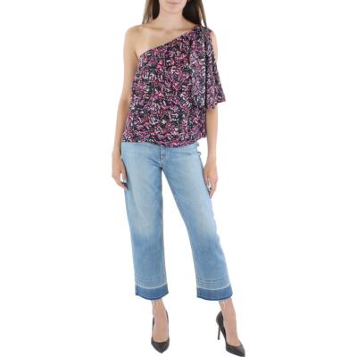 

Женская темно-синяя блузка на одно плечо с принтом Aqua  BHFO 9822, Navy multi