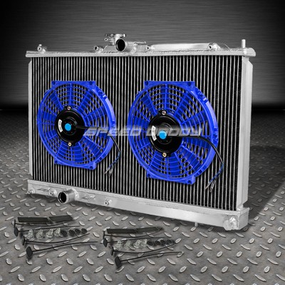 ДЛЯ 03-08 EVOLUTION EVO 8/9 CT9A ДВУХРЯДНЫЙ АЛЮМИНИЕВЫЙ РАДИАТОР+ 10-ЛОПАСТНЫЕ ВЕНТИЛЯТОРЫ СИНЕГО ЦВЕТА