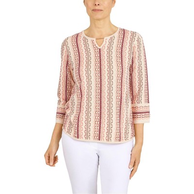 Alfred Dunner Женский бежевый текстурированный пуловер-свитер-рубашка M BHFO 8004
