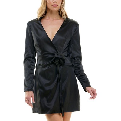 Женское черное платье-пиджак B. Darlin с галстуком спереди, мини-платье для юниоров 11/12 BHFO 6461