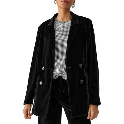 Sanctuary Womens Black Velvet Collared Double-Breasted Blazer Jacket S BHFO 0500