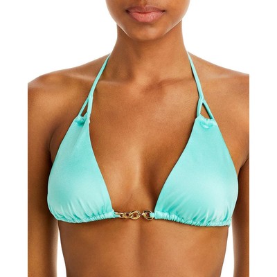 PQ Swim Womens Green Shimmer Slide Halter Bikini Swim Top M BHFO 6483