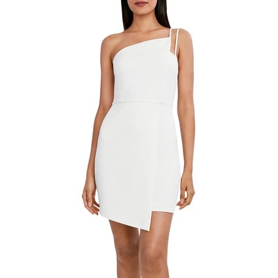 Женское коктейльное и вечернее платье с асимметричным вырезом цвета слоновой кости BCBGMAXAZRIA 2 BHFO 9668