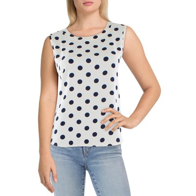 

Женская блузка без рукавов Anne Klein цвета слоновой кости в горошек  BHFO 9435, Ivory/navy polka dot
