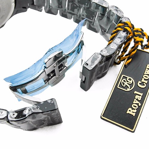 Pre-owned Royal Crown 3821m-4 Women's Wrist Watch 39mm Ceramic Case Cz Stones Ceramic Band