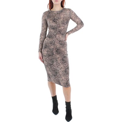 

Женское розовое вечернее платье-футляр миди с принтом Joie  BHFO 9146, Pink/black