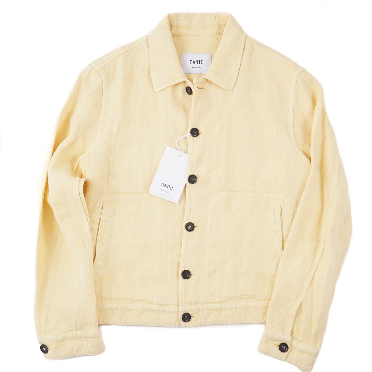 Pre-owned Manto Summer 2024 'strozzi' Light Yellow Linen Blouson Jacket M (eu 50)