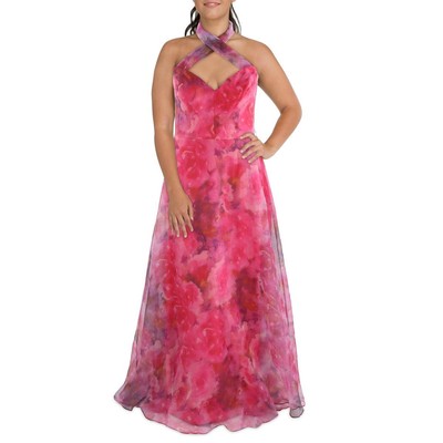 Pre-owned Rene Ruiz Collection Womens Pink Maxi Printed Gown Evening Dress 16 Bhfo 3137 In Pink Multi