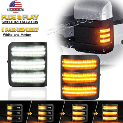Smoked LED Side Tow Mirror Light Turn Signal For 08-16 Ford F250-F550 Super Duty