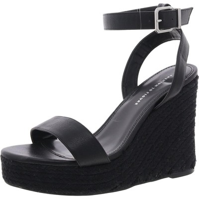 Fashion to Figure Womens Black Wedge Sandals Shoes 9 Wide (C,D,W) BHFO 6758