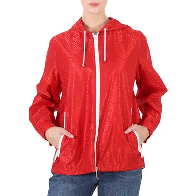 Pre-owned Burberry Ladies Bright Red Everton Pattern Jacket