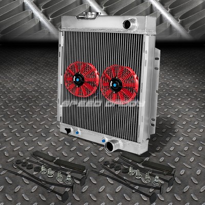 3-РЯДНЫЙ АЛЮМИНИЕВЫЙ РАДИАТОР + КОМПЛЕКТ ИЗ 2X7 ВЕНТИЛЯТОРОВ КРАСНОГО ЦВЕТА ДЛЯ FORD MUSTANG GT l6/V8 MT 64-66