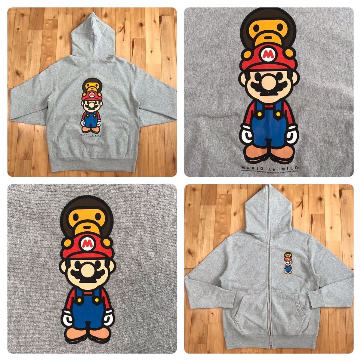 A BATHING APE BAPE MARIO マリオ　スウェット　パーカー BAPE × Nintendo Mario Milo full zip hoodie ape NIGO Gray A Bathing