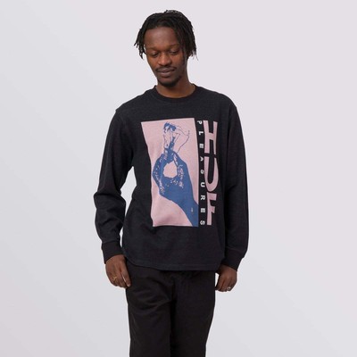 

HUF x Pleasures Light Up Жаккардовая футболка LS Lifestyle Мужская черная повседневная футболка, Черный, HUF x Pleasures Light Up Jacquard LS Lifestyle T-Shirt