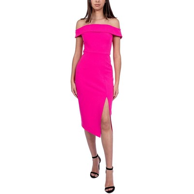 B. Darlin Womens Pink Scuba Midi Bodycon Dress Juniors 9/10 BHFO 4952
