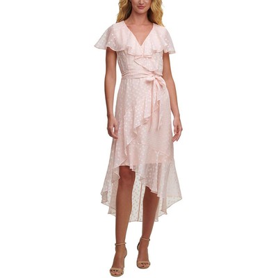 

Женское розовое шифоновое свадебное платье миди с запахом Tommy Hilfiger  BHFO 0033, Powder