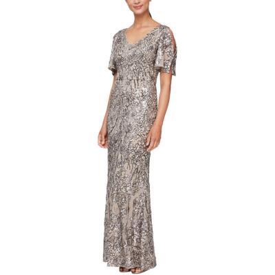 Alex Evenings Женское коричневое вечернее платье с вышивкой и блестками, 6 BHFO 3059