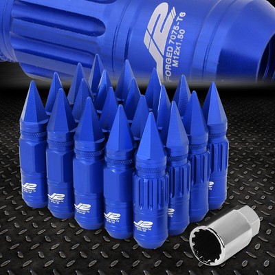 J2 ENGINEERING 7075 АЛЮМИНИЙ M12X1.5 16ШТ 80ММ ГАЙКА С ШИПАСТОЙ ГОЛОВКОЙ, 4ШТ ЗАМОК СИНИЙ