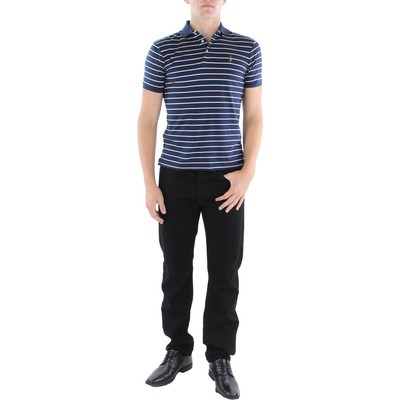 

Мужская темно-синяя рубашка в полоску с воротником Polo Ralph Lauren Top  BHFO 5792, Navy/white