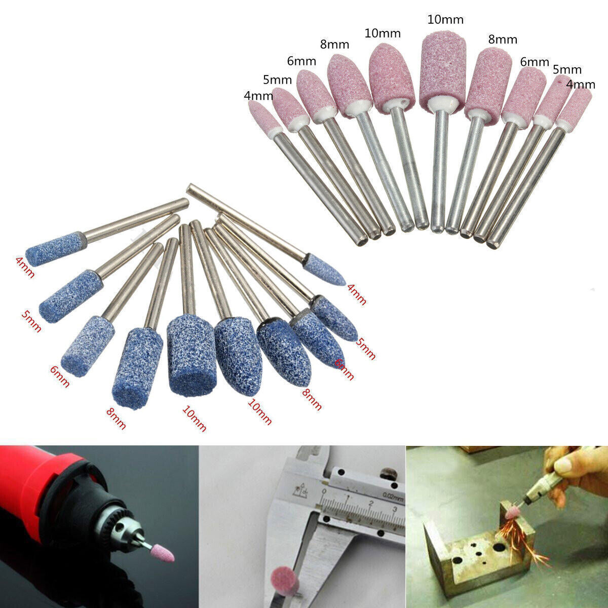 10Pcs Ceramic Stone Grinding Rotary Die Grinder Polishing Drill Bit Tool DIY
