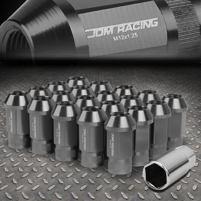 [20шт] Набор гаек с открытыми алюминиевыми колесными наконечниками M12x1.25 + Удлинительный адаптер из оружейного металла
