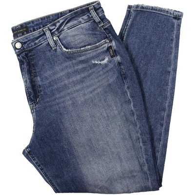 Silver Jeans Co. Женские синие потертые джинсы-скинни средней посадки Plus 22W BHFO 4972