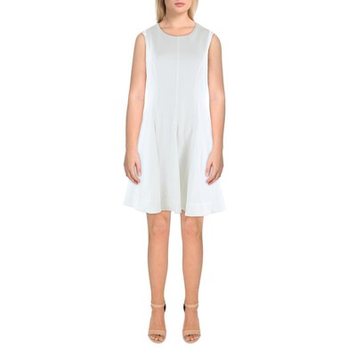 Calvin Klein Womens Ivory Knit Flounce Fit & Flare Dress Petites 0P BHFO 3284